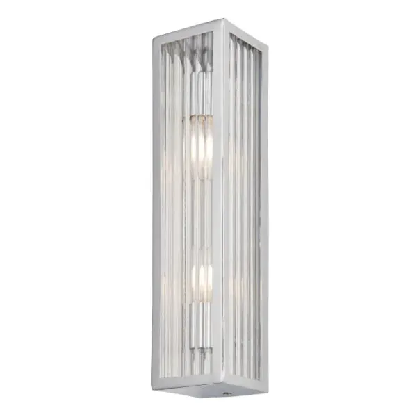 Newham Large Ribbed Glass Wall Light IP44 - Chrome product