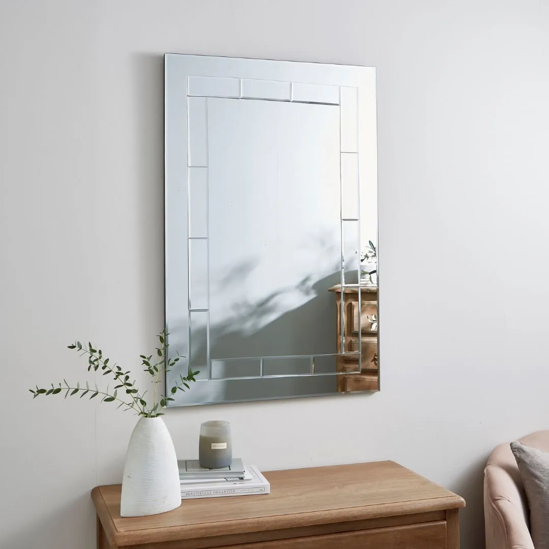 Nico Rectangular Mirror with Mirrored Frame Sections product