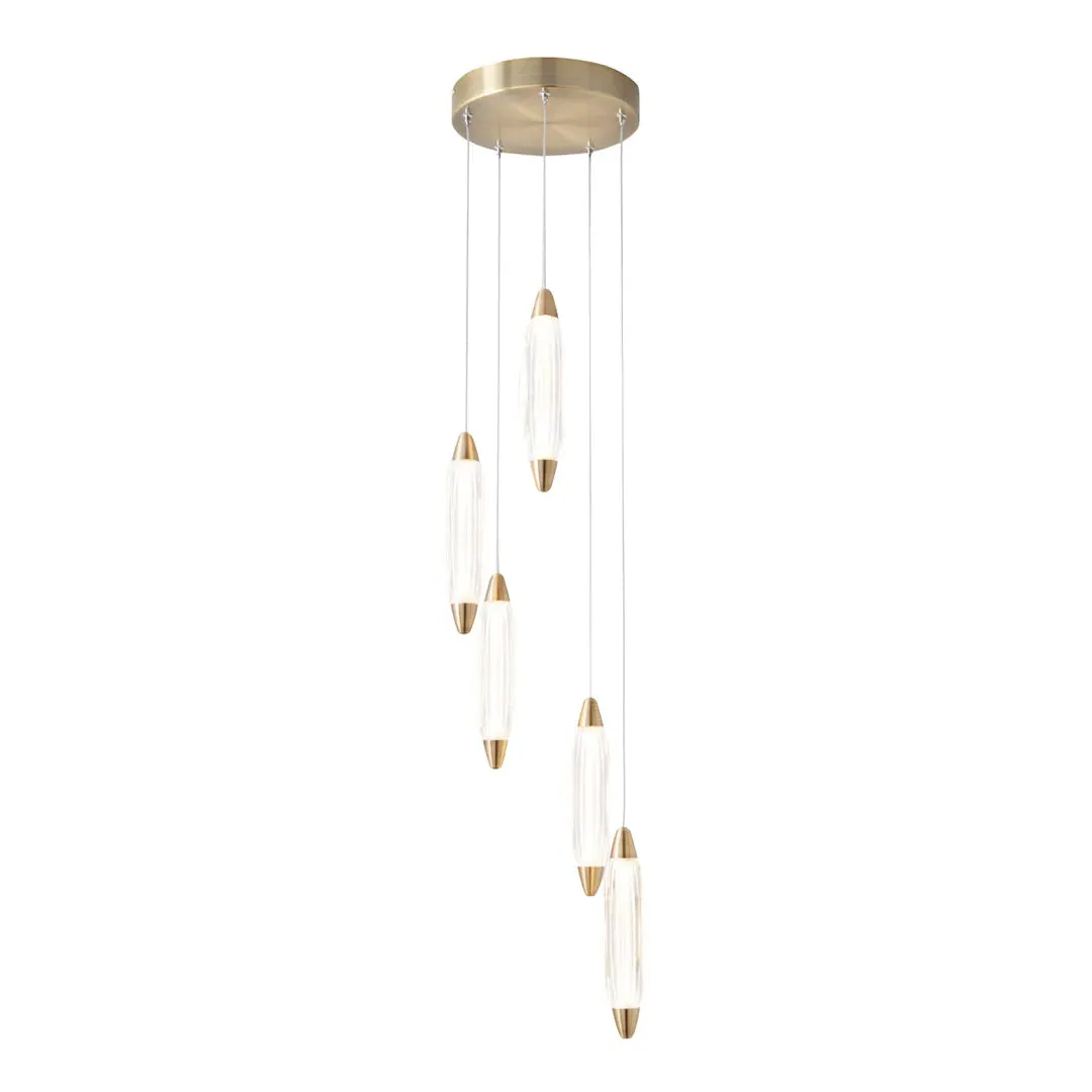 Nina 5-Light LED Cascade Pendant - Antique Brass product