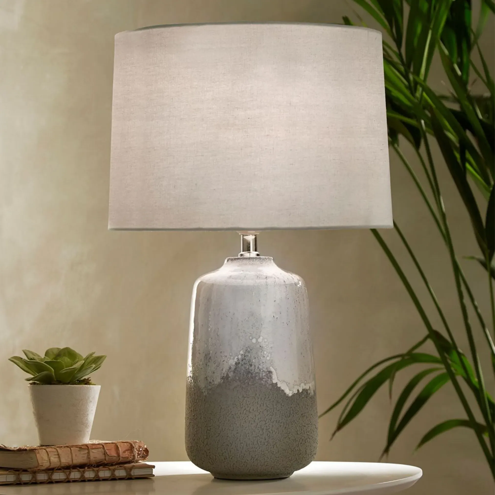 Noah Ceramic Table Lamp - Grey, Ivory product
