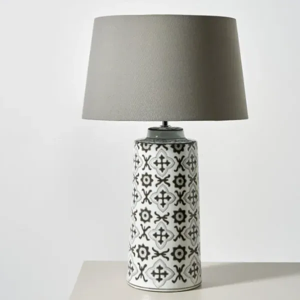 Nora Ceramic Table Lamp - Grey, White product