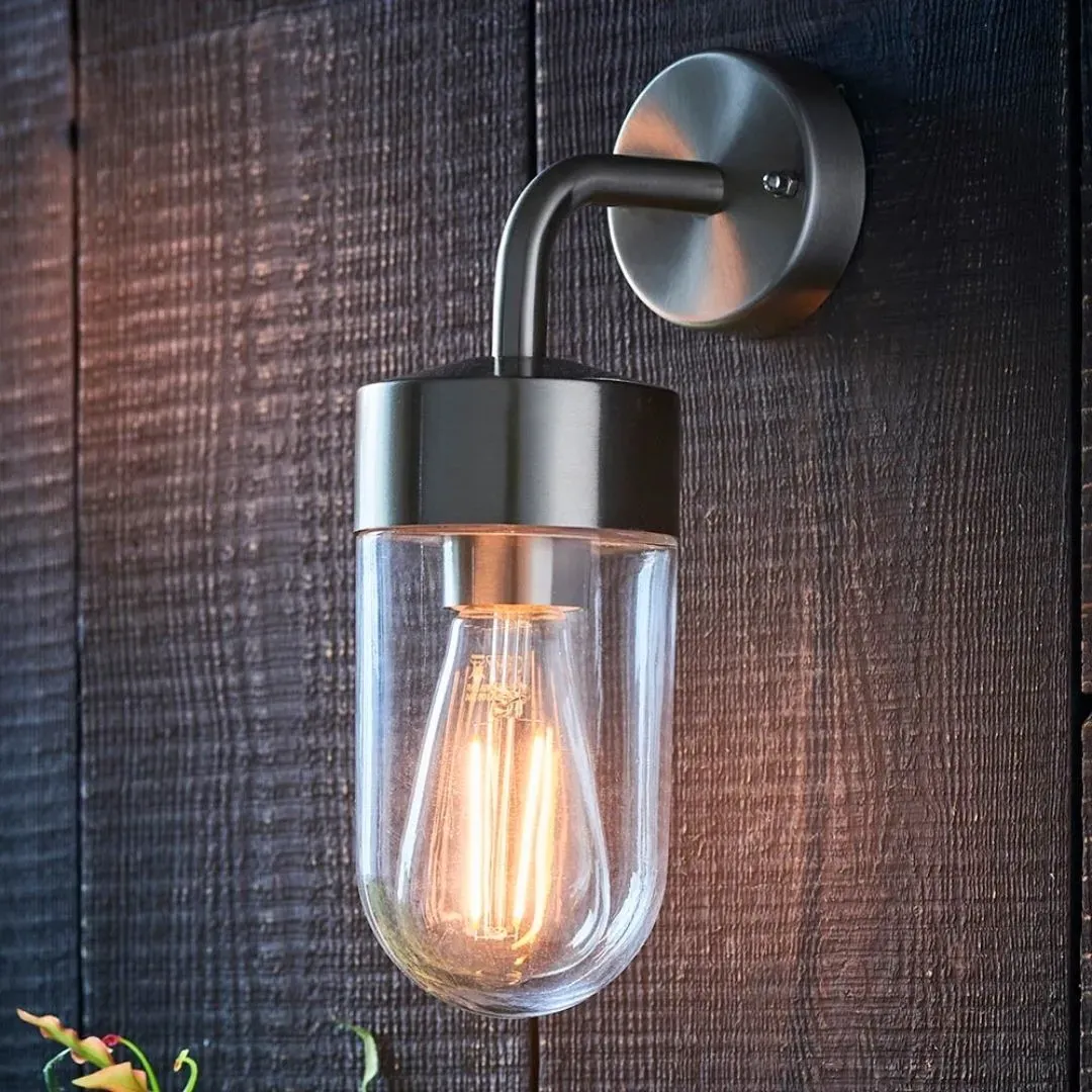 North Outdoor Wall Light - Brushed Stainless Steel, Glass product