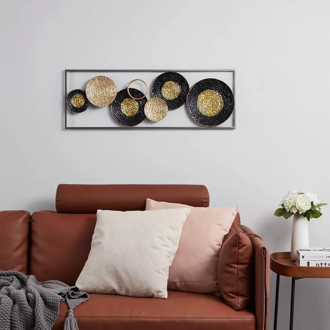 Numazu Round Wall Décor - Black, Gold Metal product