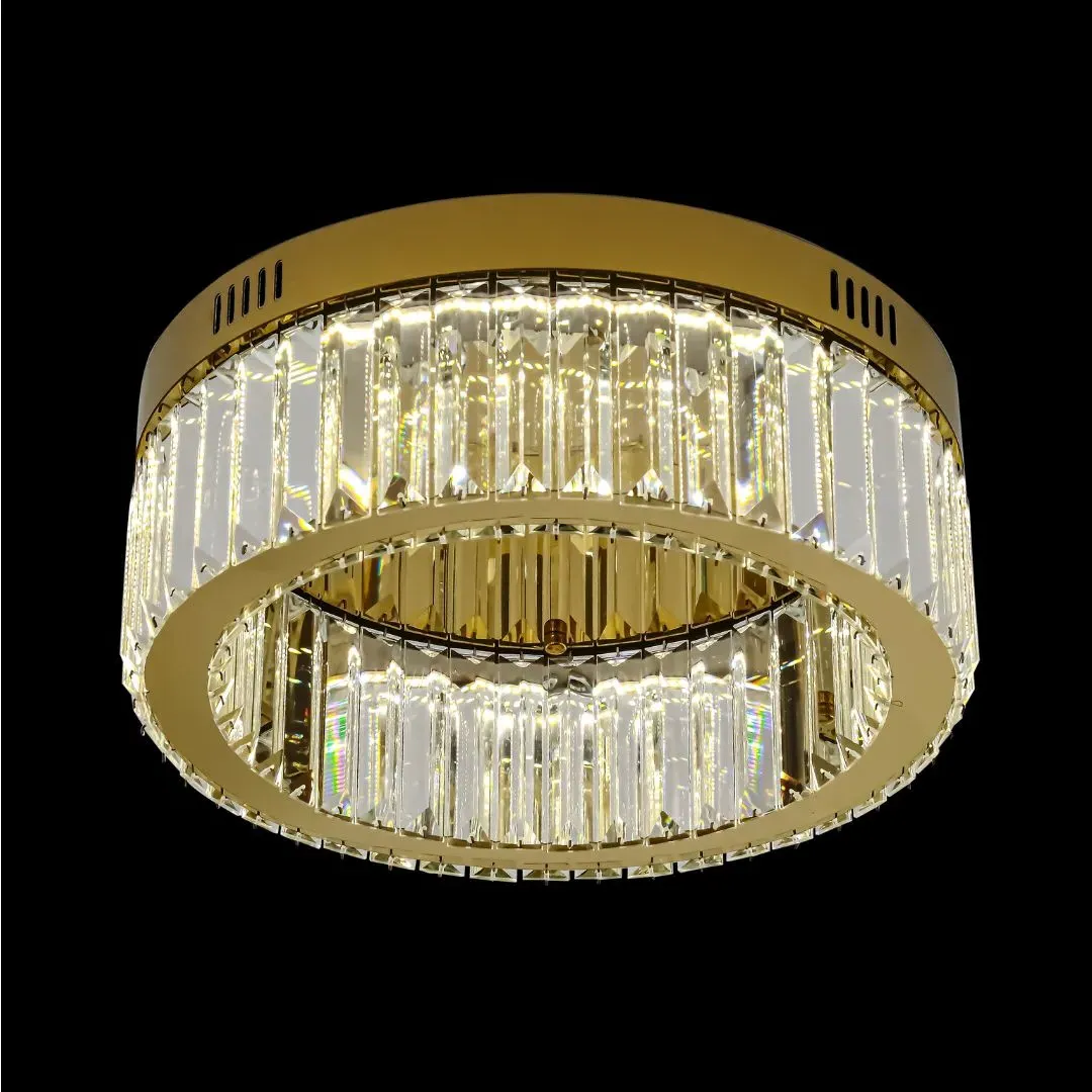 Oda Round Flush Ceiling Light Dimmable - Gold, Crystal product
