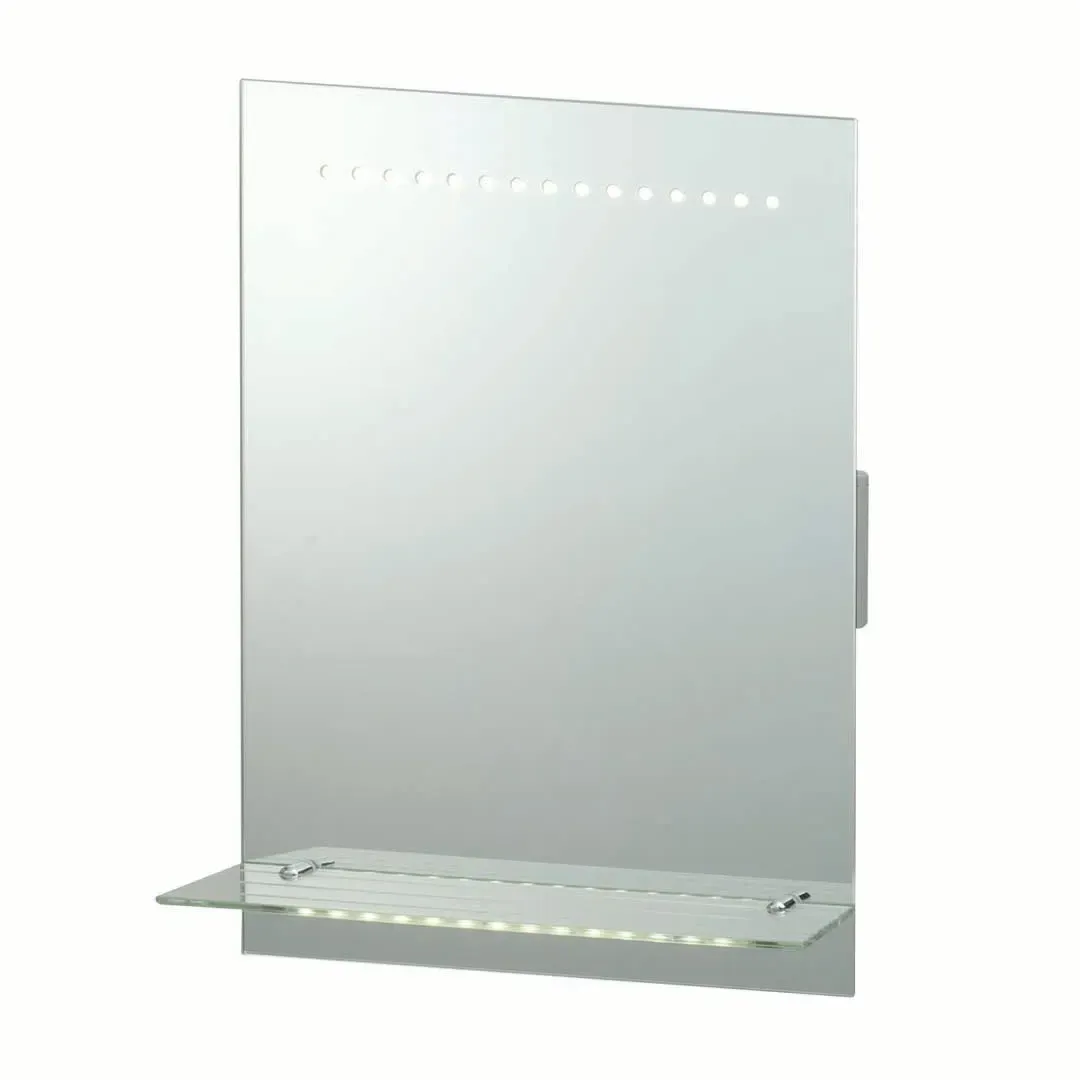 Omega LED Bathroom Mirror with Shelf & Demister - Mirrored Glass product