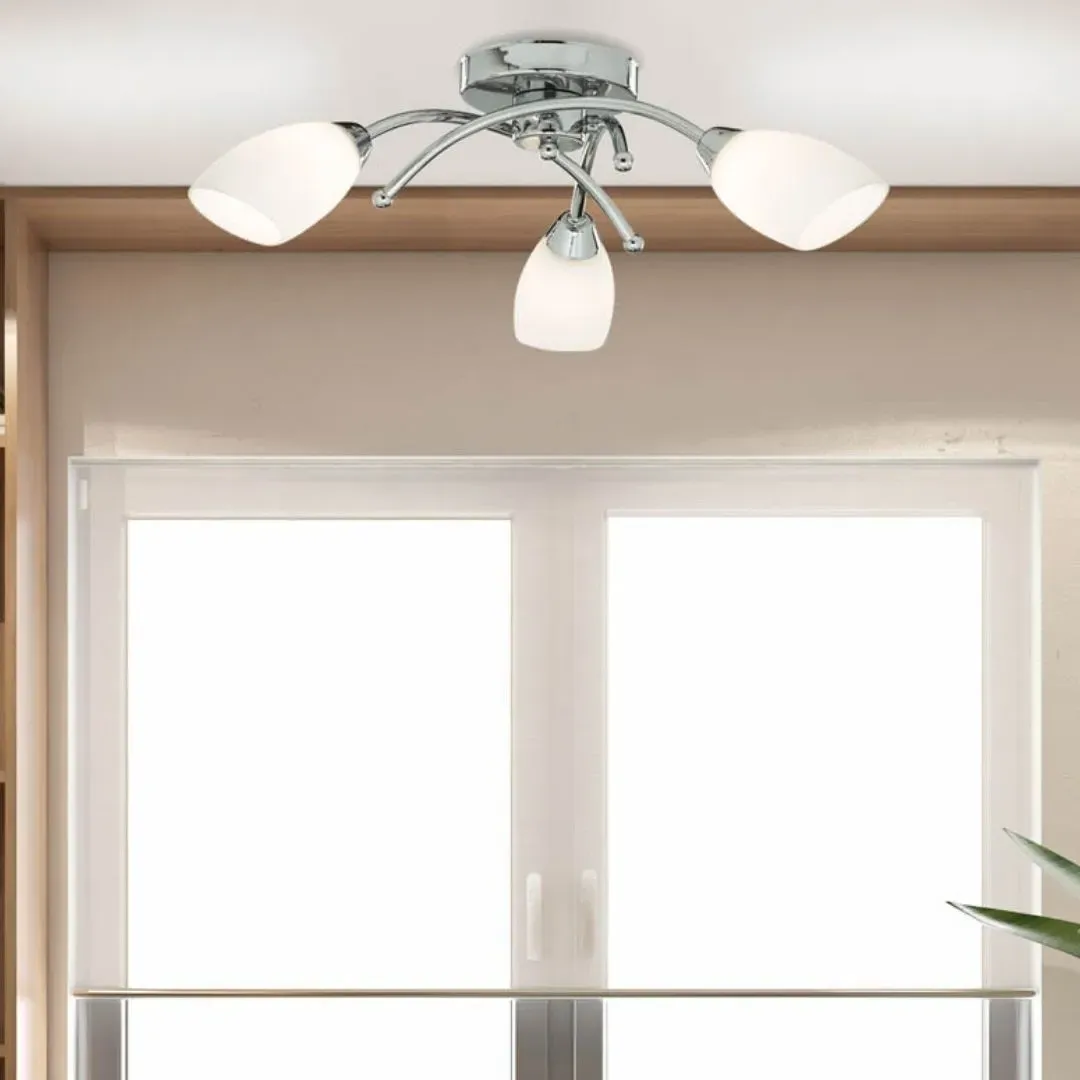 Opera 3-Light Flush Ceiling Light - Chrome, Opal Glass product