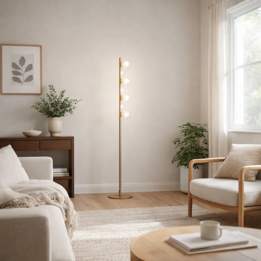 Ophelia 4-Light Floor Lamp - Warm Brass, Glass product