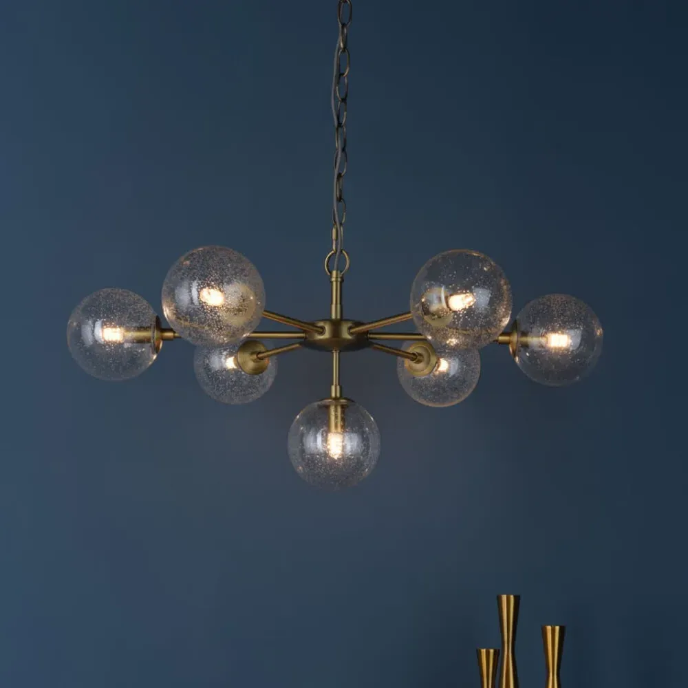 Ophelia 7-Light Pendant with Glass Globes - Warm Brass product