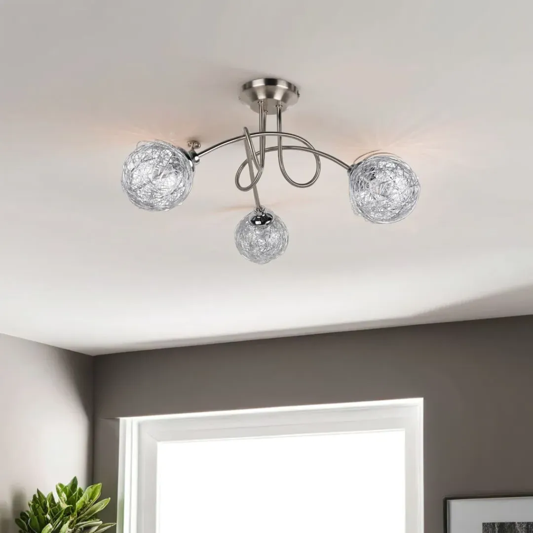 Orinoco 3-Light Semi Flush Ceiling Light - Satin Nickel, Chrome product