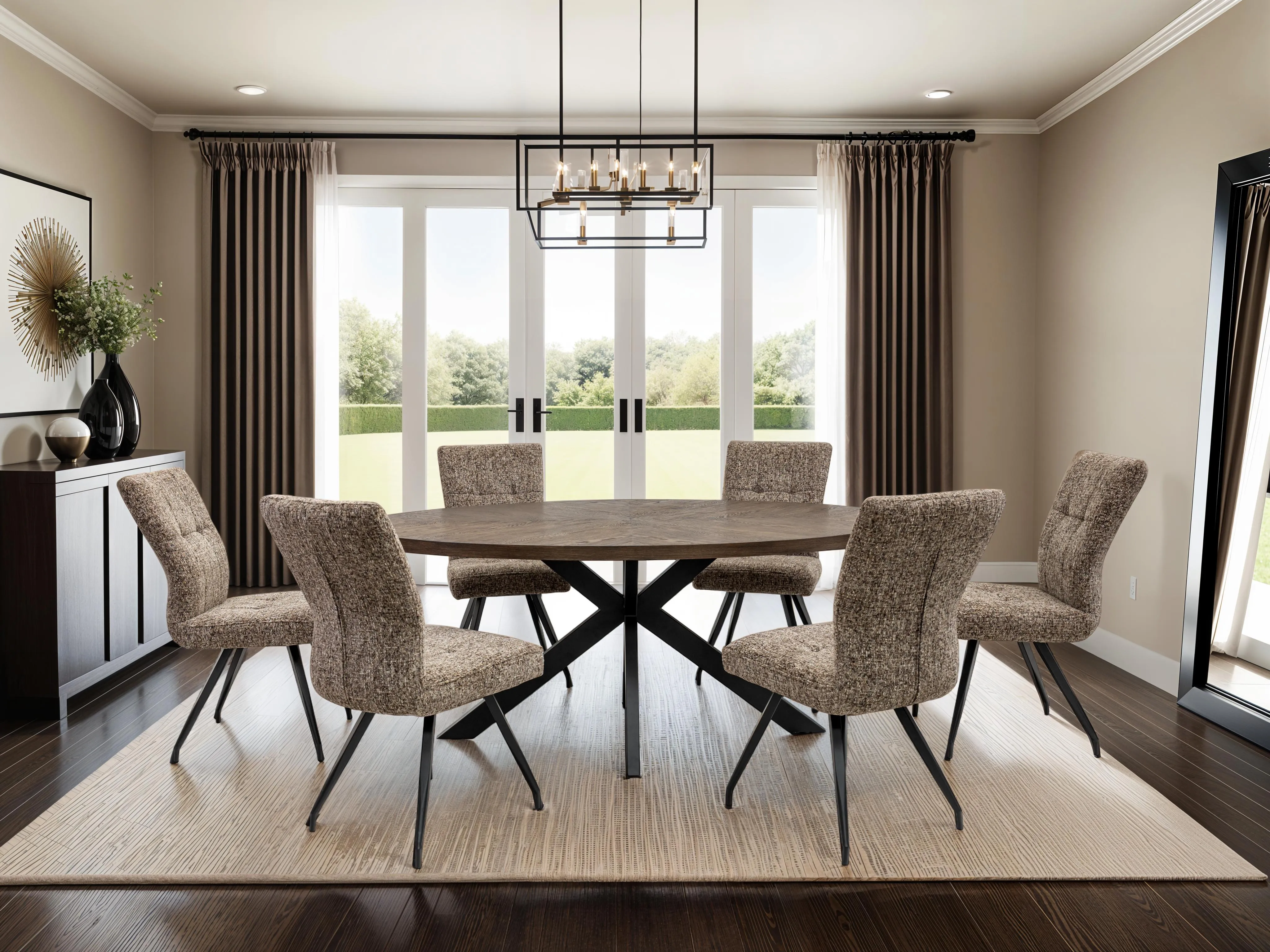 Orlando Oval Dining Table & 6 Arabella Chairs - Dark Oak, Oak Veneer product