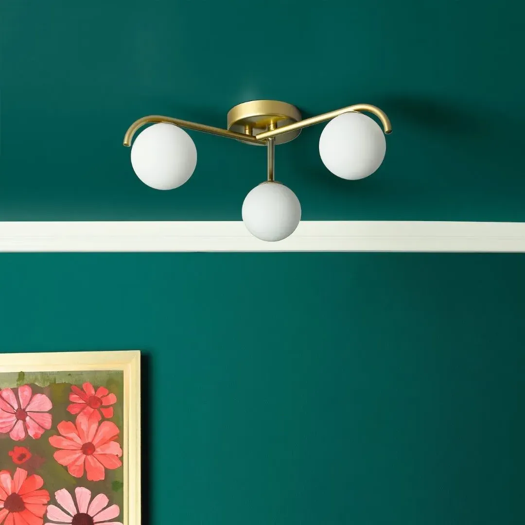 Orlena 3-Light Flush Ceiling Light - Satin Gold, Opal Glass product