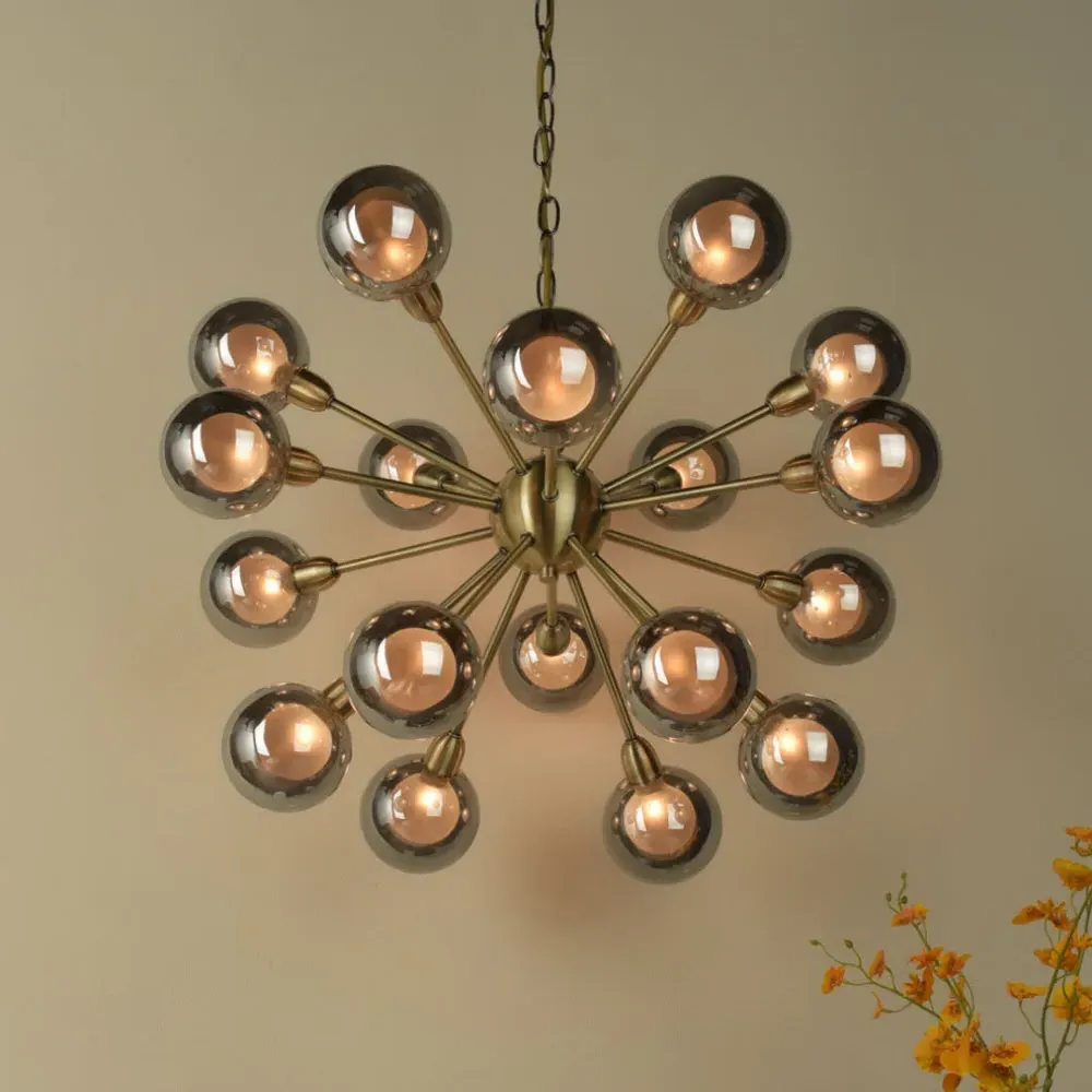 Ornella 18-Light Sputnik Pendant - Antique Brass, Glass product
