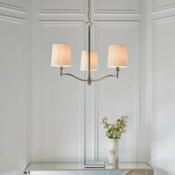 Ortona 3-Light Chandelier - Nickel, Faux Silk product