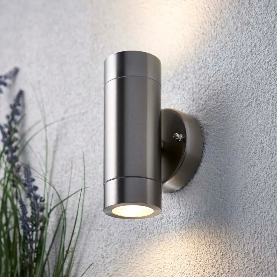 Palin Outdoor 2-Light Wall Light - Brushed Steel product