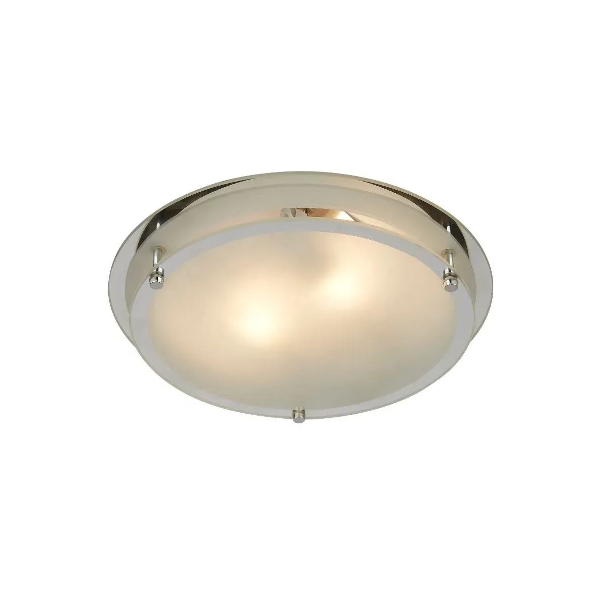 Palmer Small 2-Light Flush Ceiling Light - Chrome, Glass product