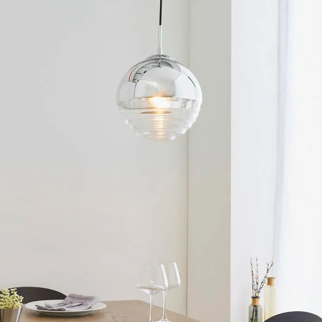 Paloma Pendant Ceiling Light - Chrome, Ribbed Glass product
