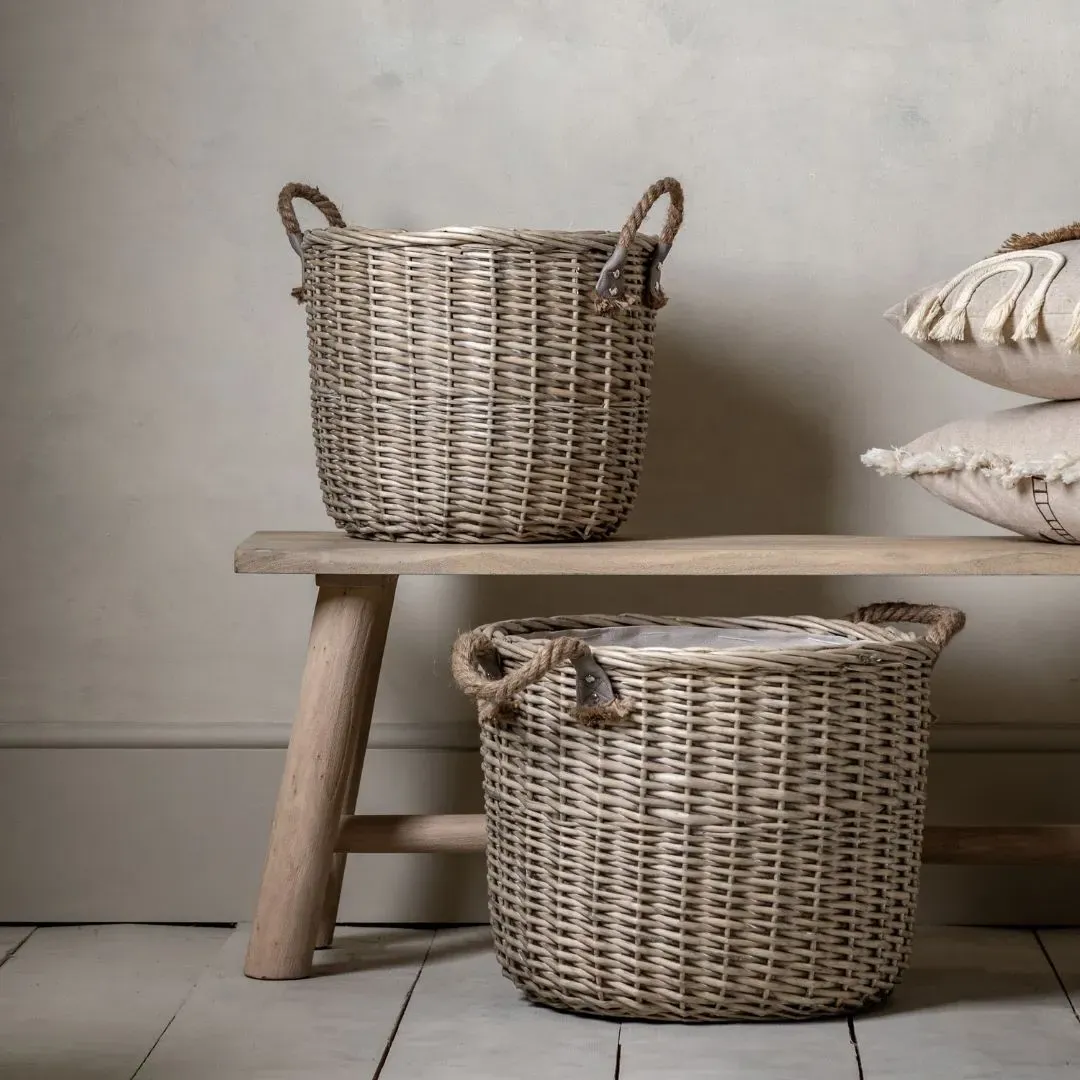 Paraíso Round Baskets Set of 2 - Grey, Wicker product