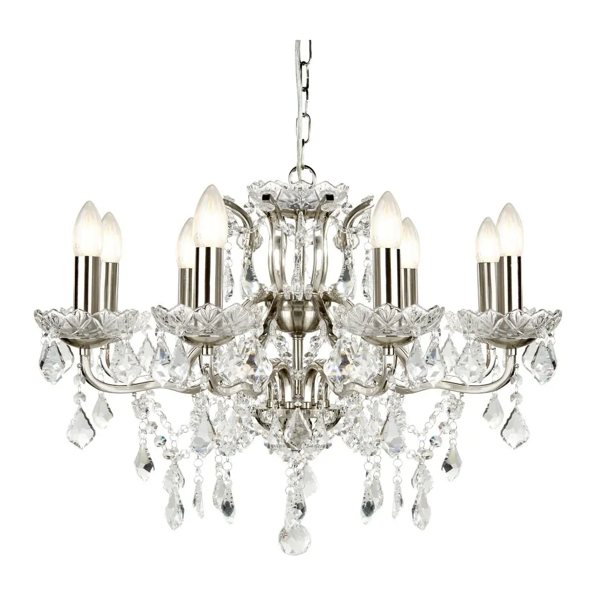 Paris 8-Light Chandelier - Satin Silver, Crystal product
