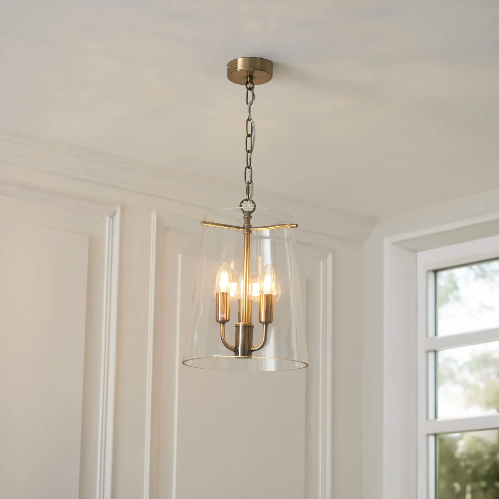 Park Taper 3-Light Pendant - Clear, Antique Brass product