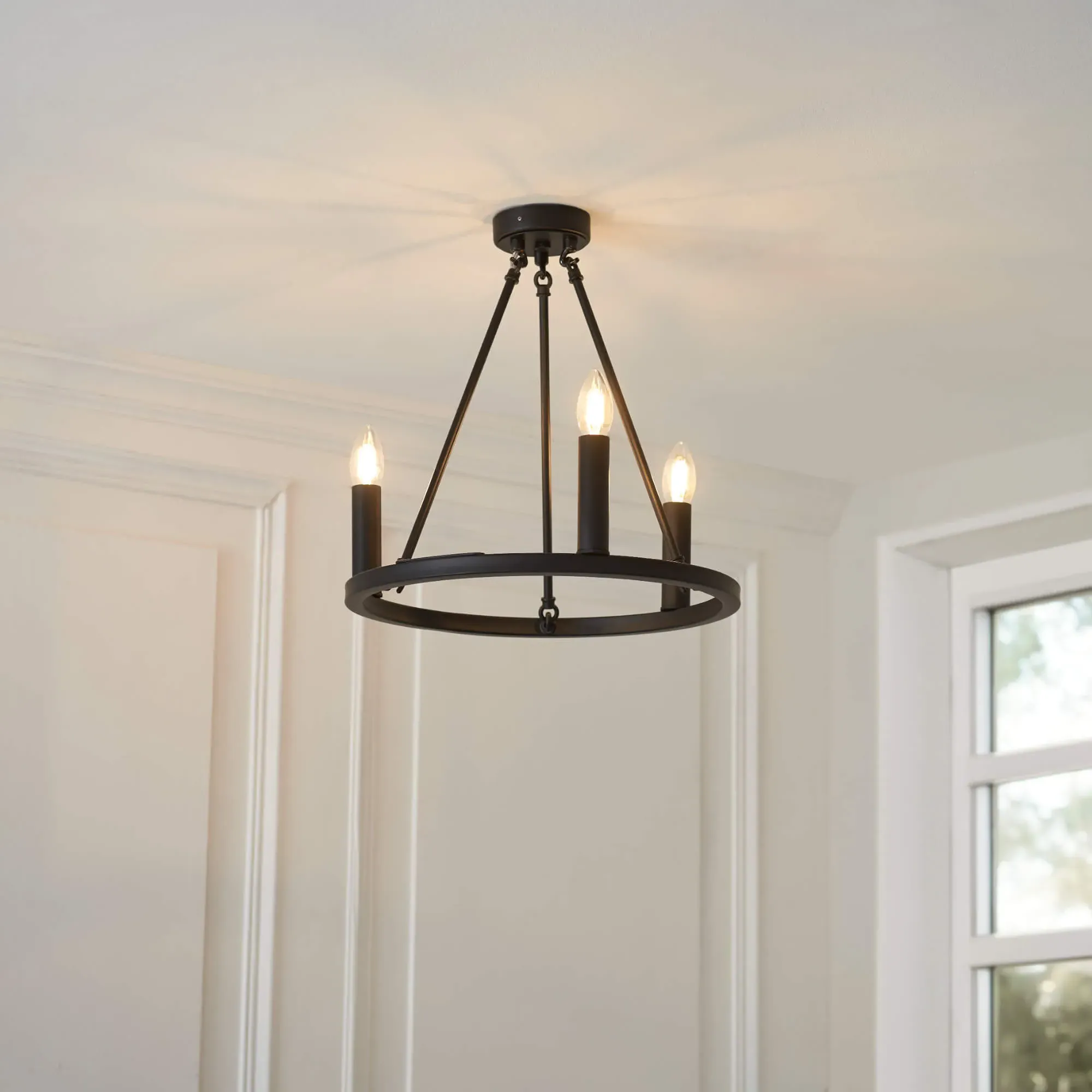 Parley 3-Light Semi Flush Ceiling Light - Black, Metal product