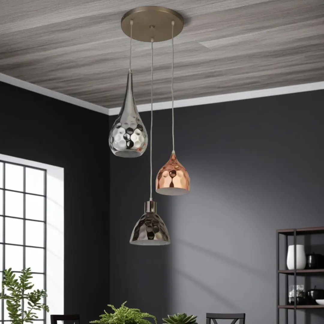 Parmes 3-Light Ceiling Pendant - Silver, Black, Copper product