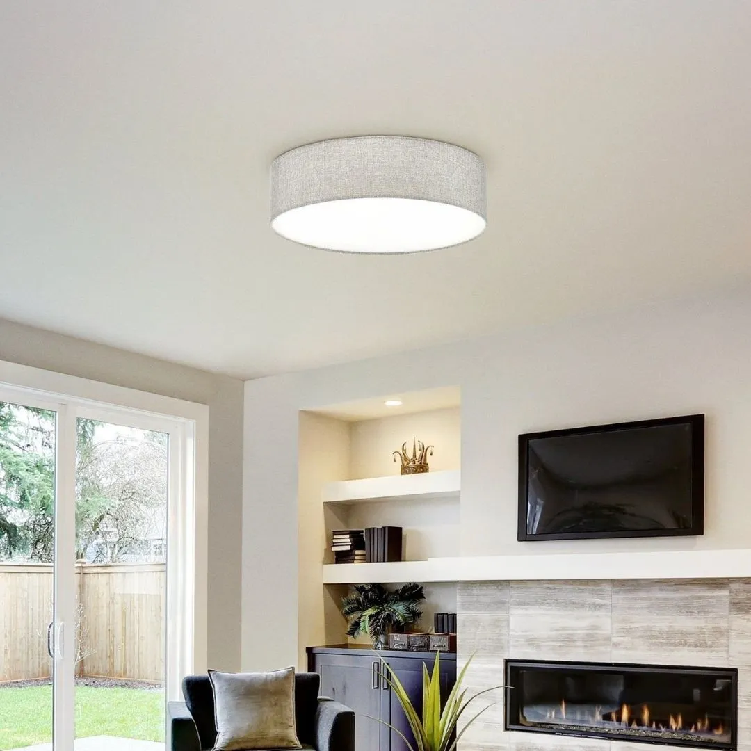 Pasteri 3-Light Flush Ceiling Light - Grey, Fabric product