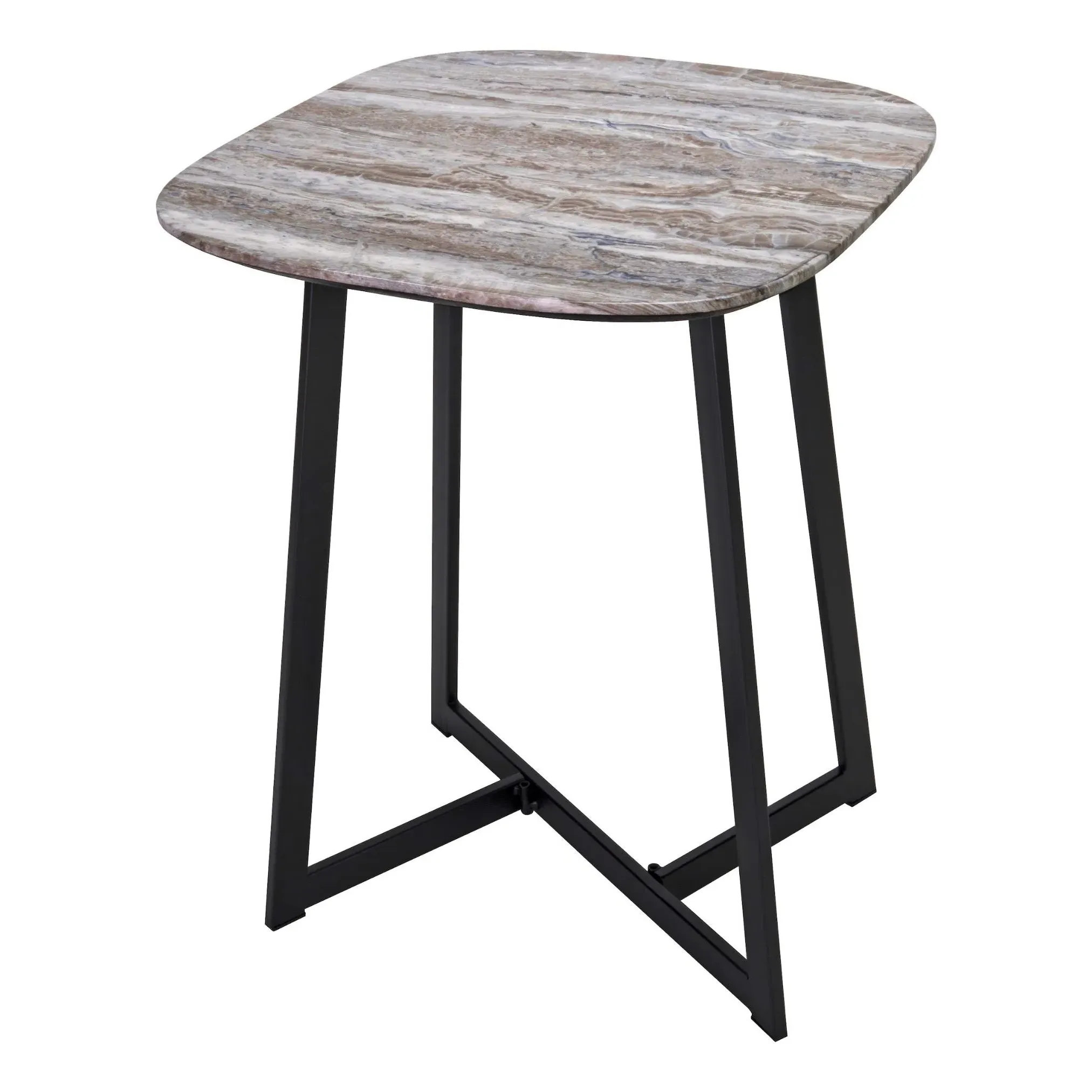 Pavlos Side Table - Light Brown Stone Veneer, Matte Black product