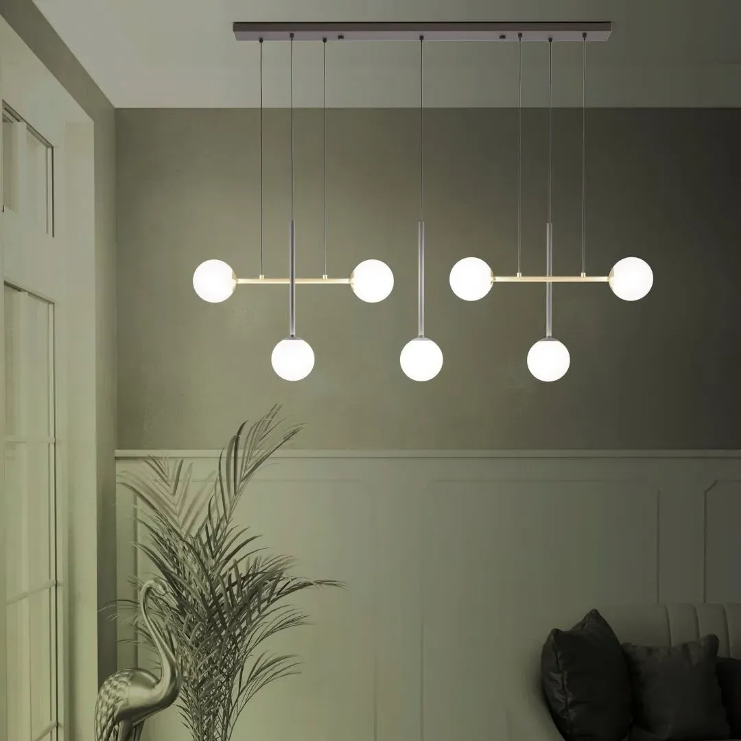 Paz Pendant Bar with Opal Glass - Black, Brass product