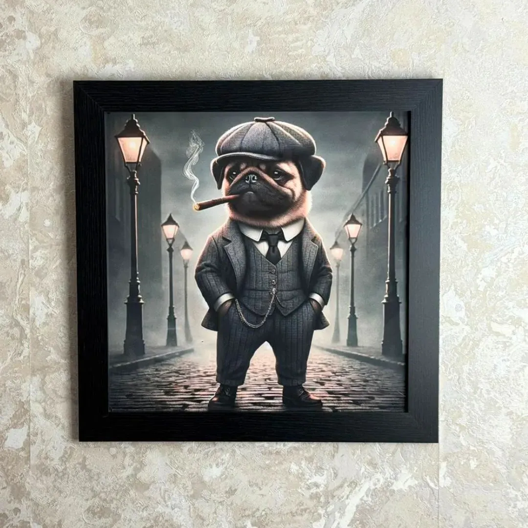 Peaky Pug Framed Wall Art - Black product