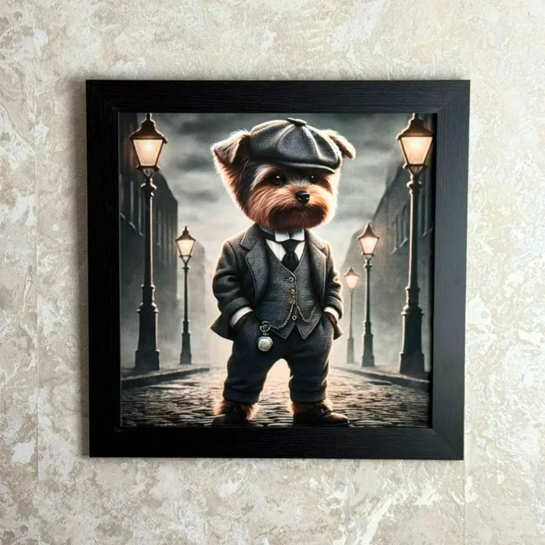 Peaky Yorkie Wall Art with Black Frame product