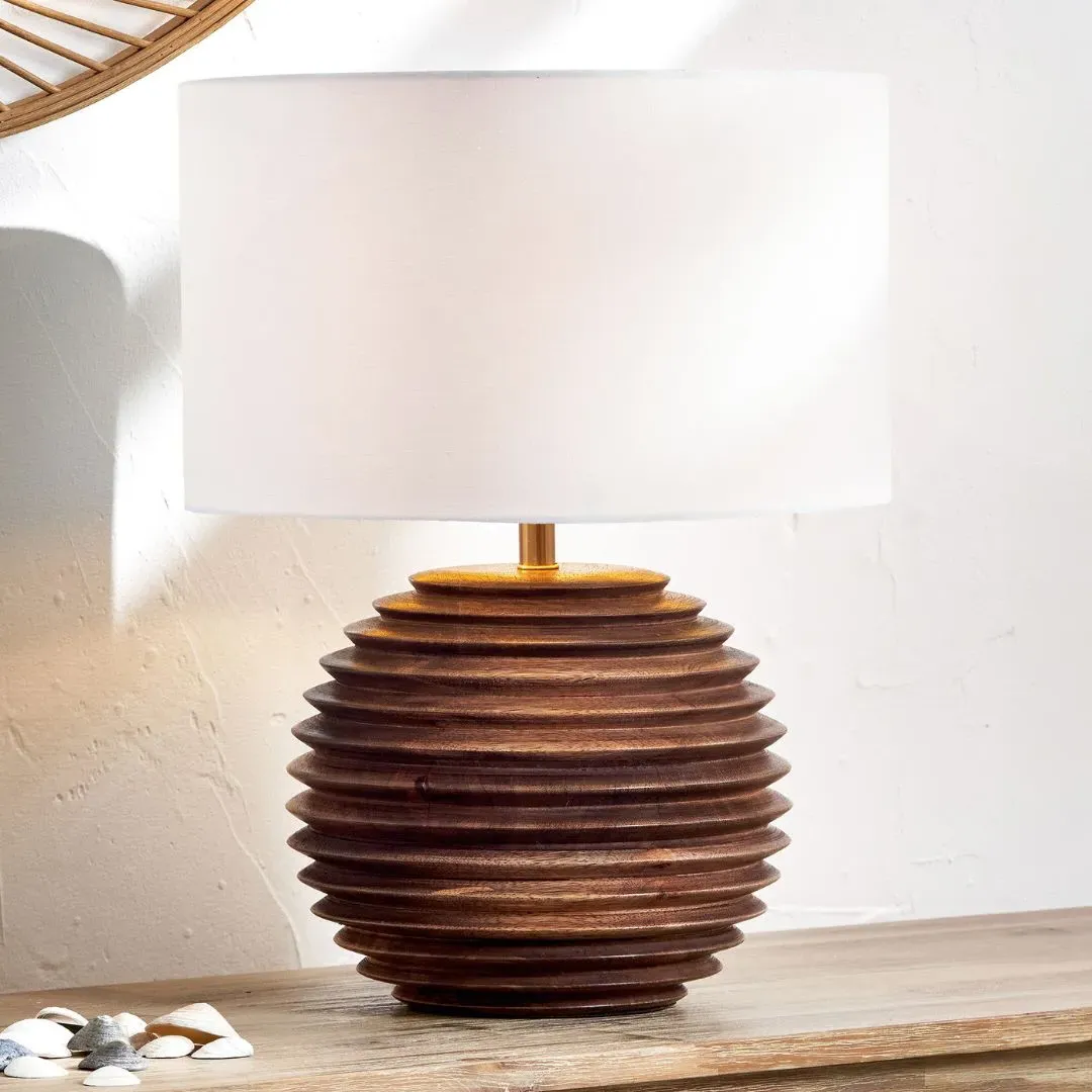 Pembury Table Lamp with 30cm Ivory Drum Shade - Mango Wood product