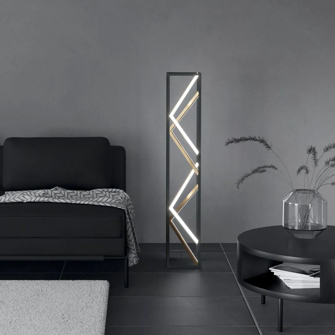 Penela Geometric LED Floor Lamp - Black, Gold product