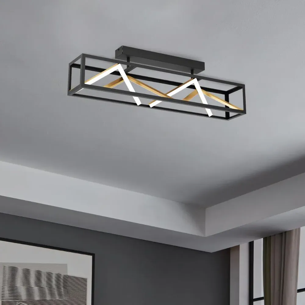 Penela LED Semi-Flush Ceiling Light - Black, Gold product
