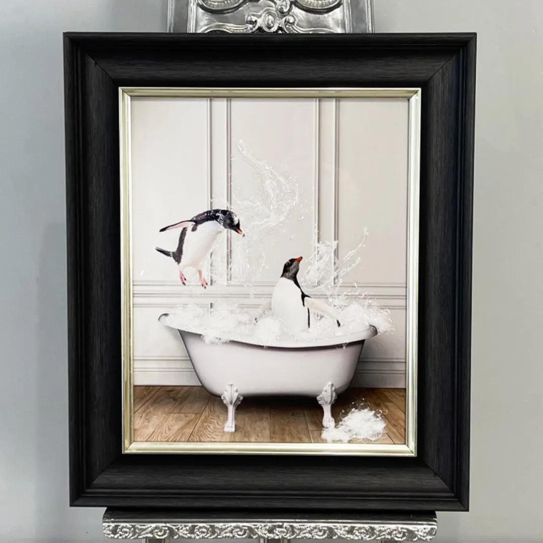 Penguin Tub Wall Art - Framed Print product