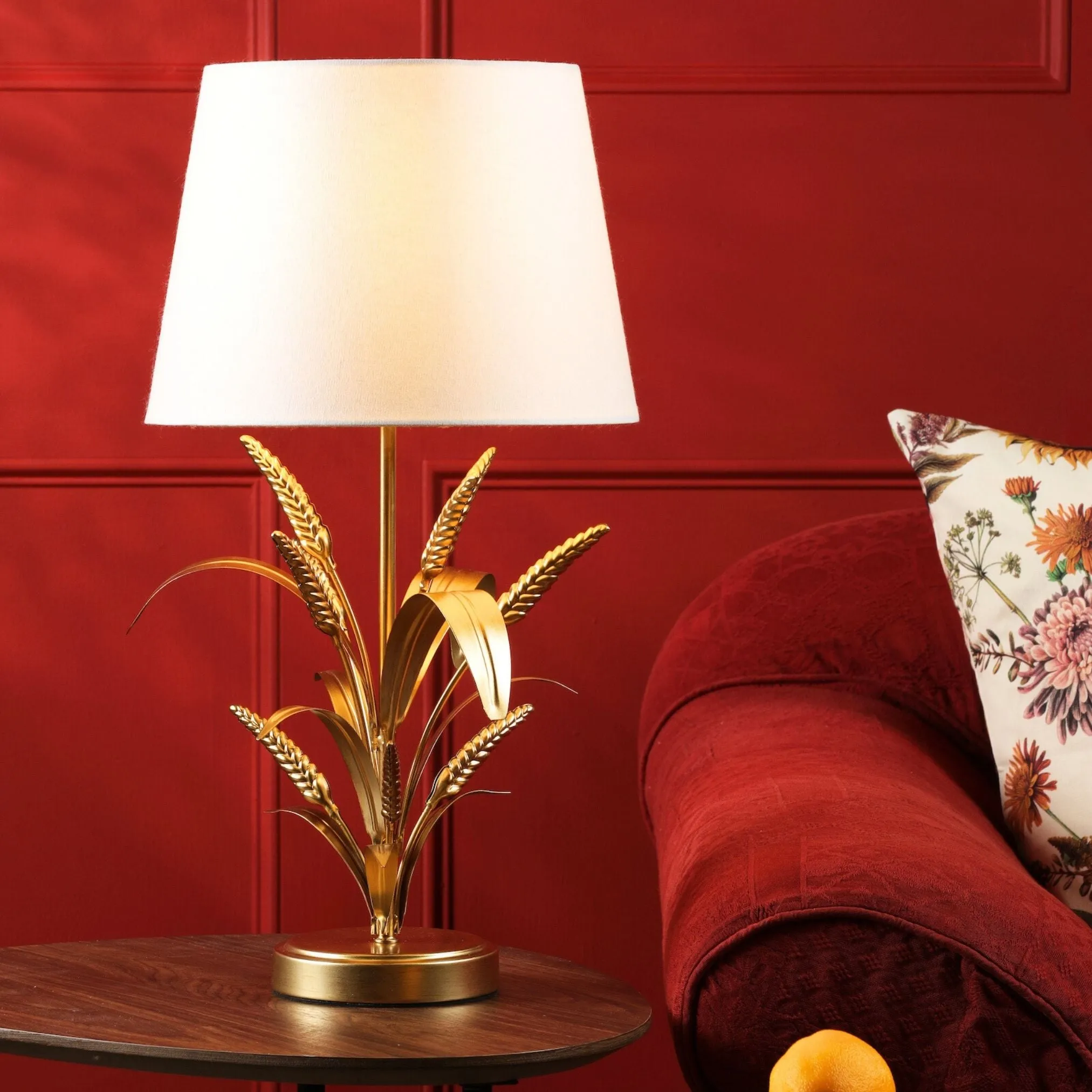 Phaedra Table Lamp - Gold, Linen product