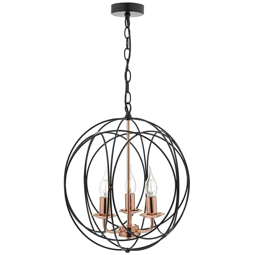 Phoenix 3-Light Ceiling Light - Black, Copper product