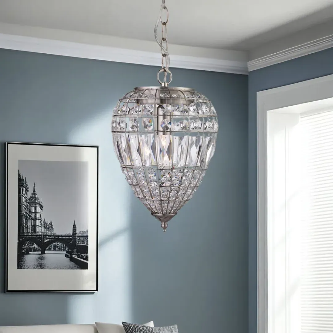 Pineapple Crystal Pendant Ceiling Light - Satin Silver product