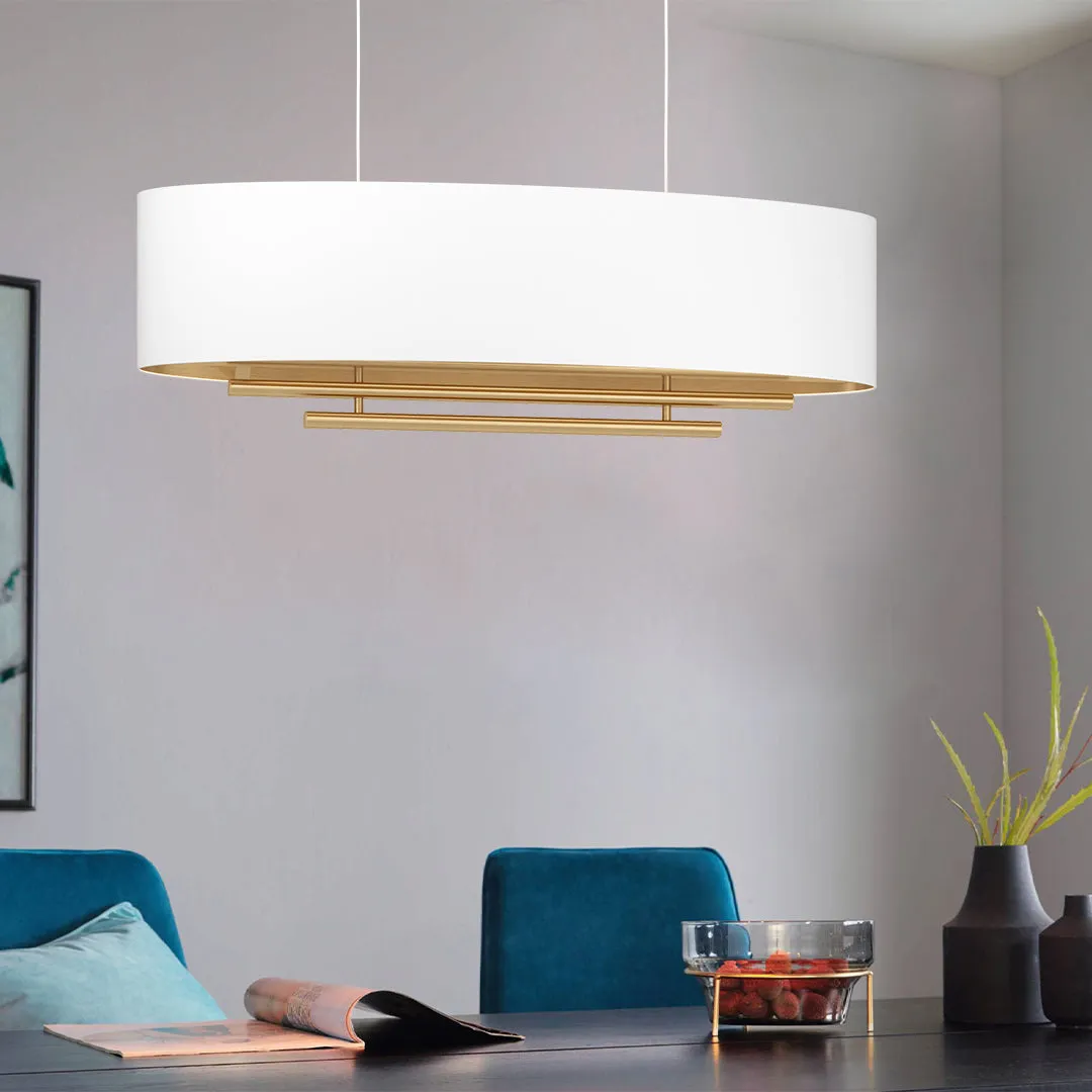 Pinetara Oval Pendant Light - White, Brushed Brass product