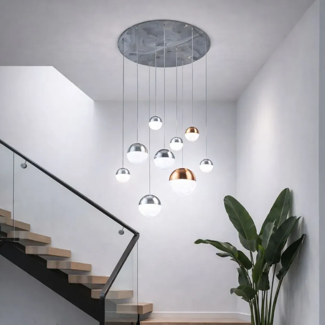 Planets 9-Light Pendant Ceiling Light - Chrome, Brass, Copper product