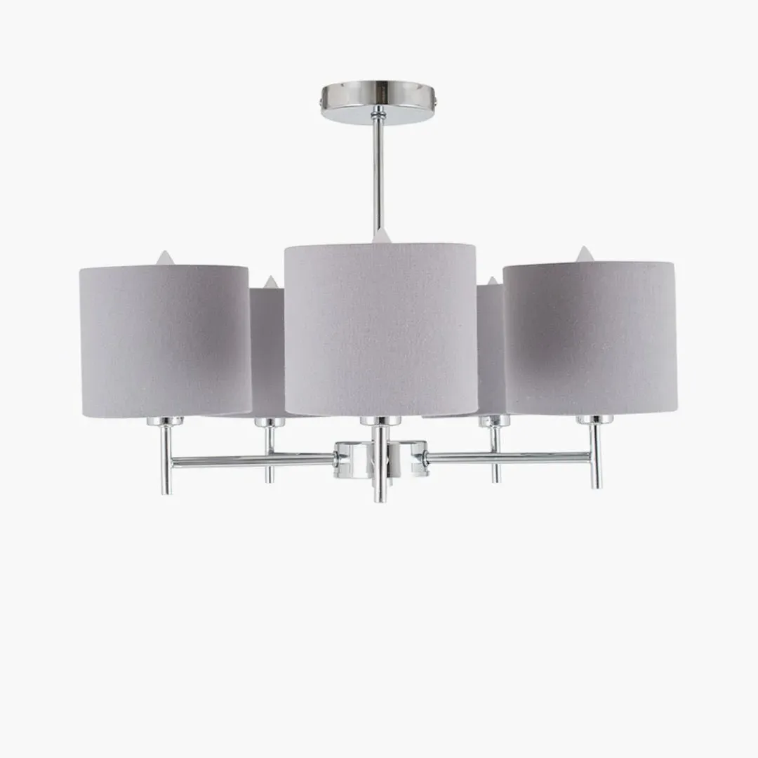 Plaza 5-Light Semi-Flush Ceiling Light - Grey, Chrome product
