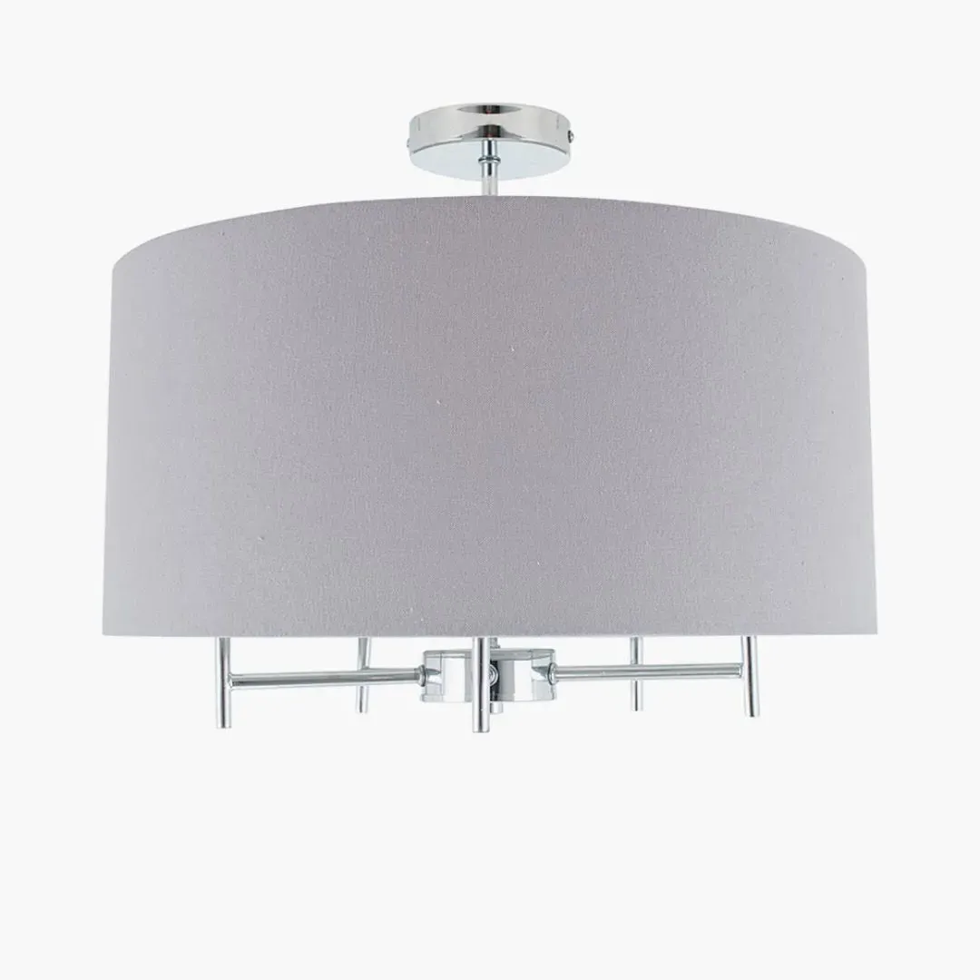 Plaza Drum 5-Light Semi Flush Ceiling Light - Grey, Chrome product