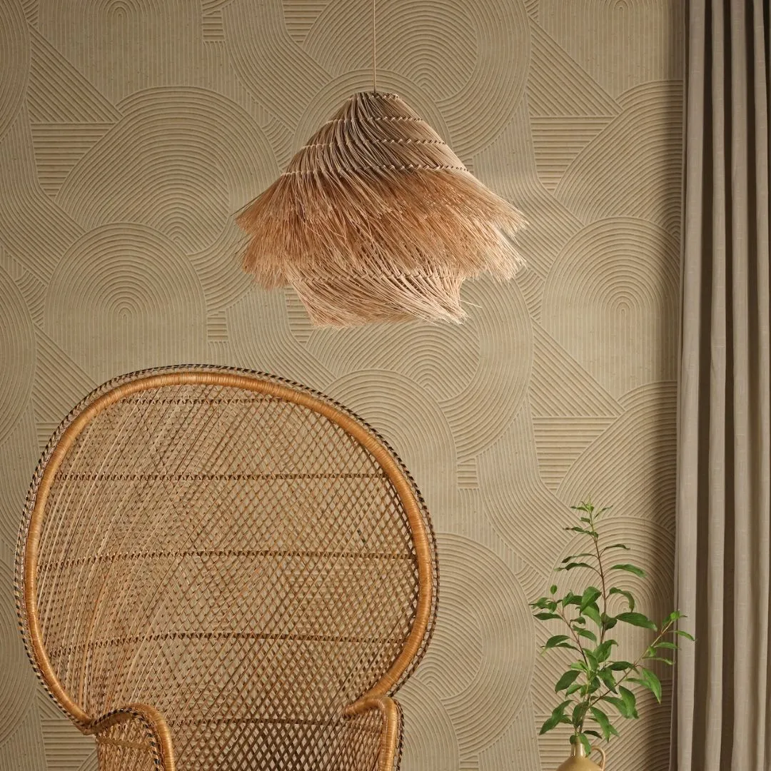 Preveli Woven Rattan Ceiling Pendant with Braided Cable product