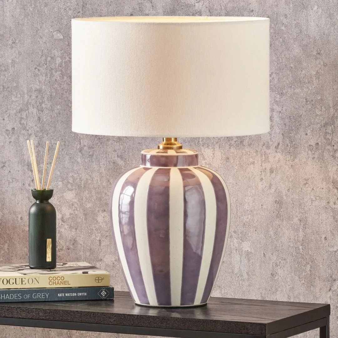 Priscilla Striped Table Lamp - Lilac, Ceramic product