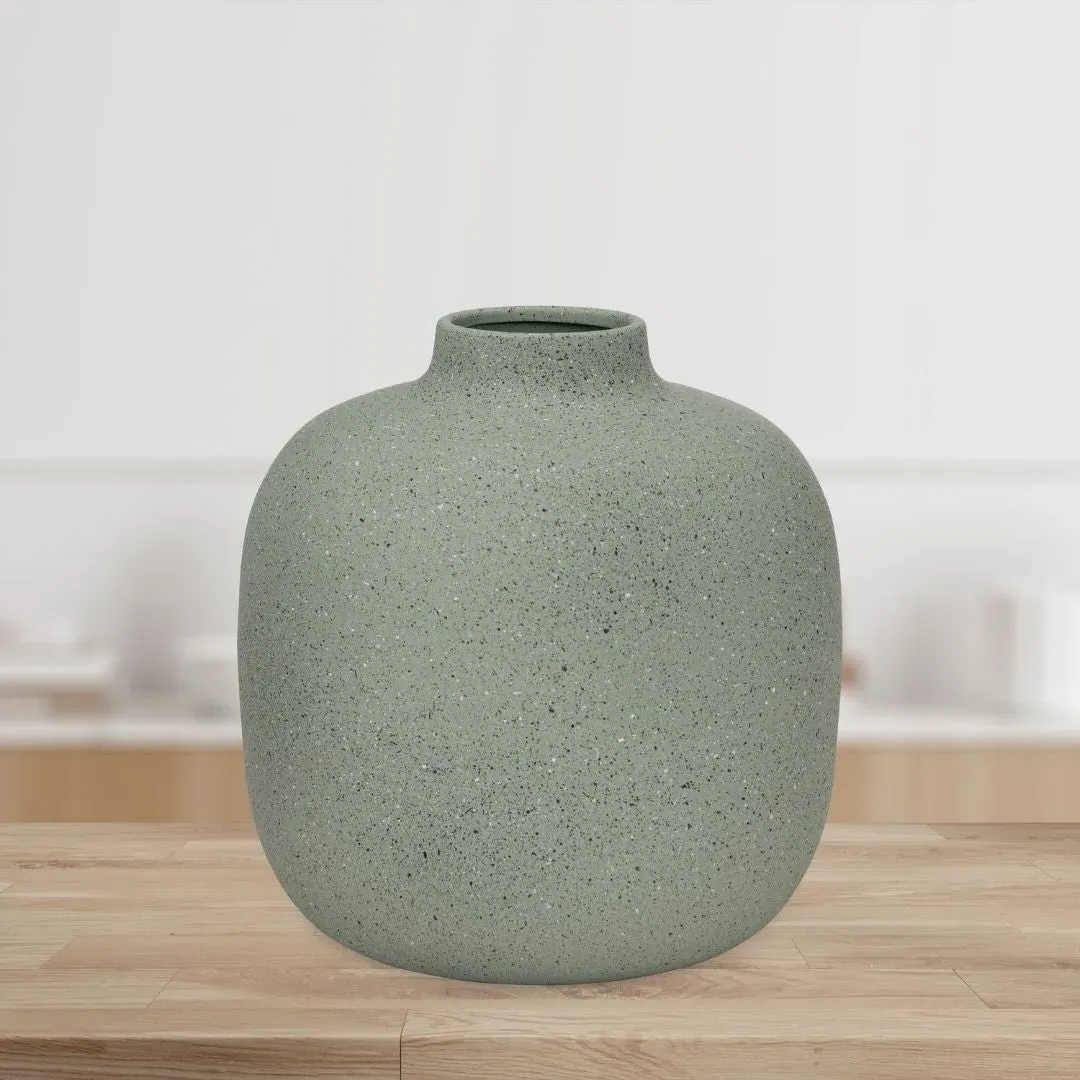 Prush Round Urn Vase with Speckled Finish - Green, Metal product