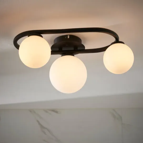 Pulsa Ceiling Light IP44 - Matt Black, Opal Glass product
