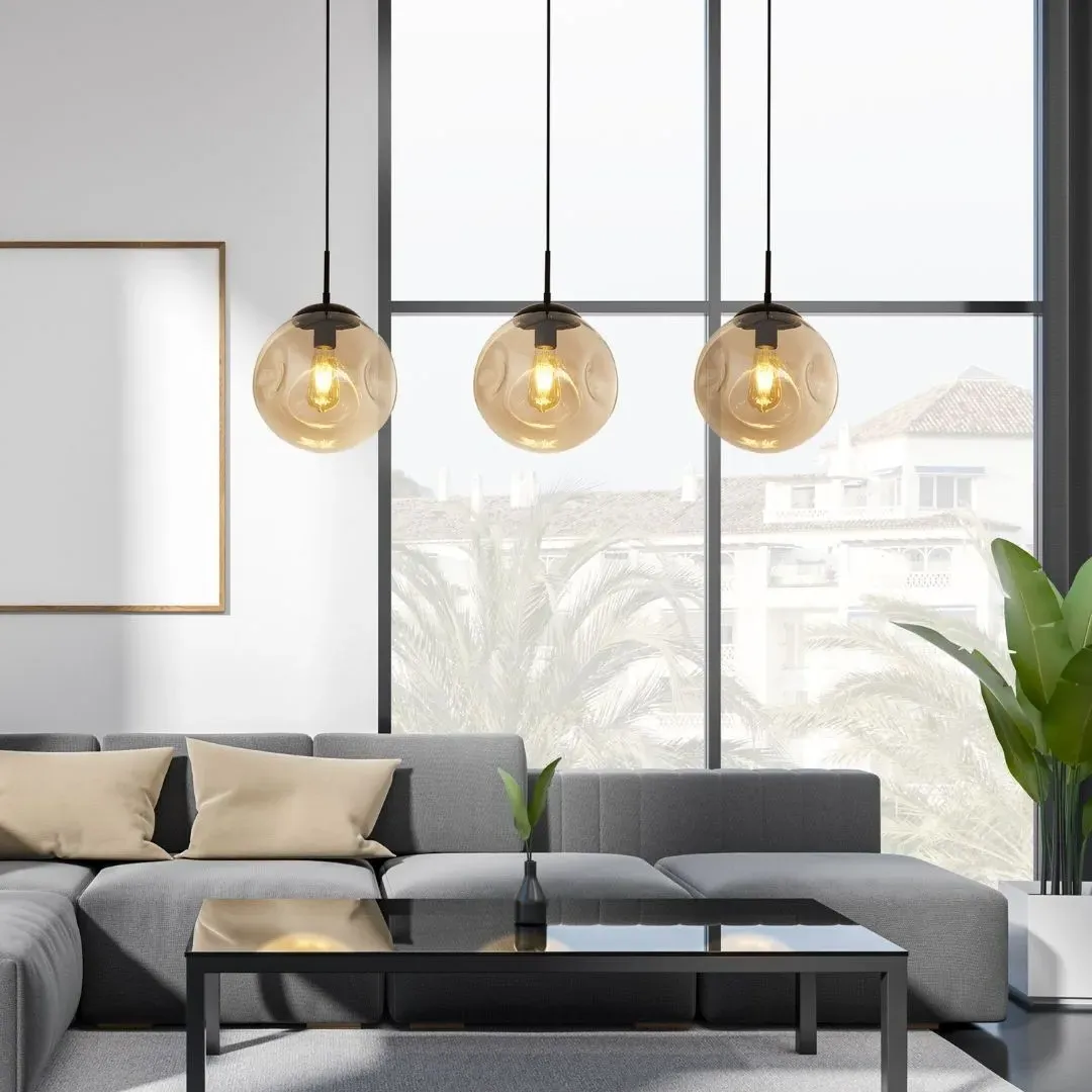 Punch 3-Light Ceiling Pendant Bar - Black, Champagne Glass product