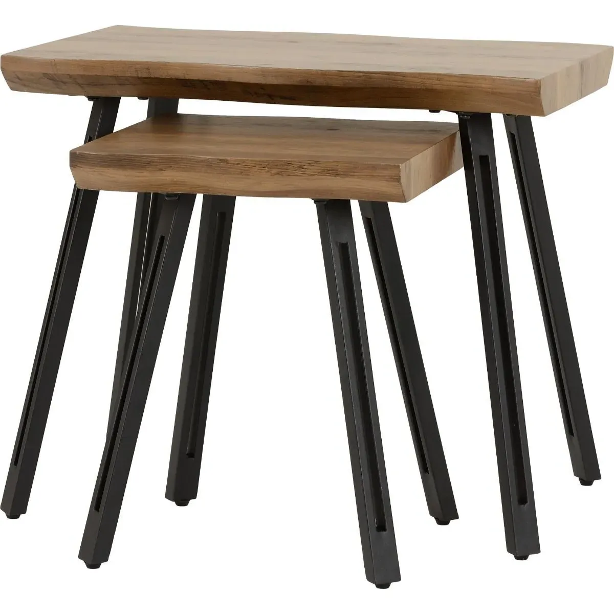 Quebec Wave Edge Oak Nest of Tables - Black product