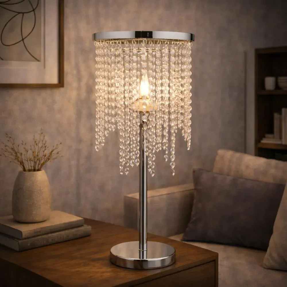 Rain Table Lamp with Glass Droplets - Polished Chrome product