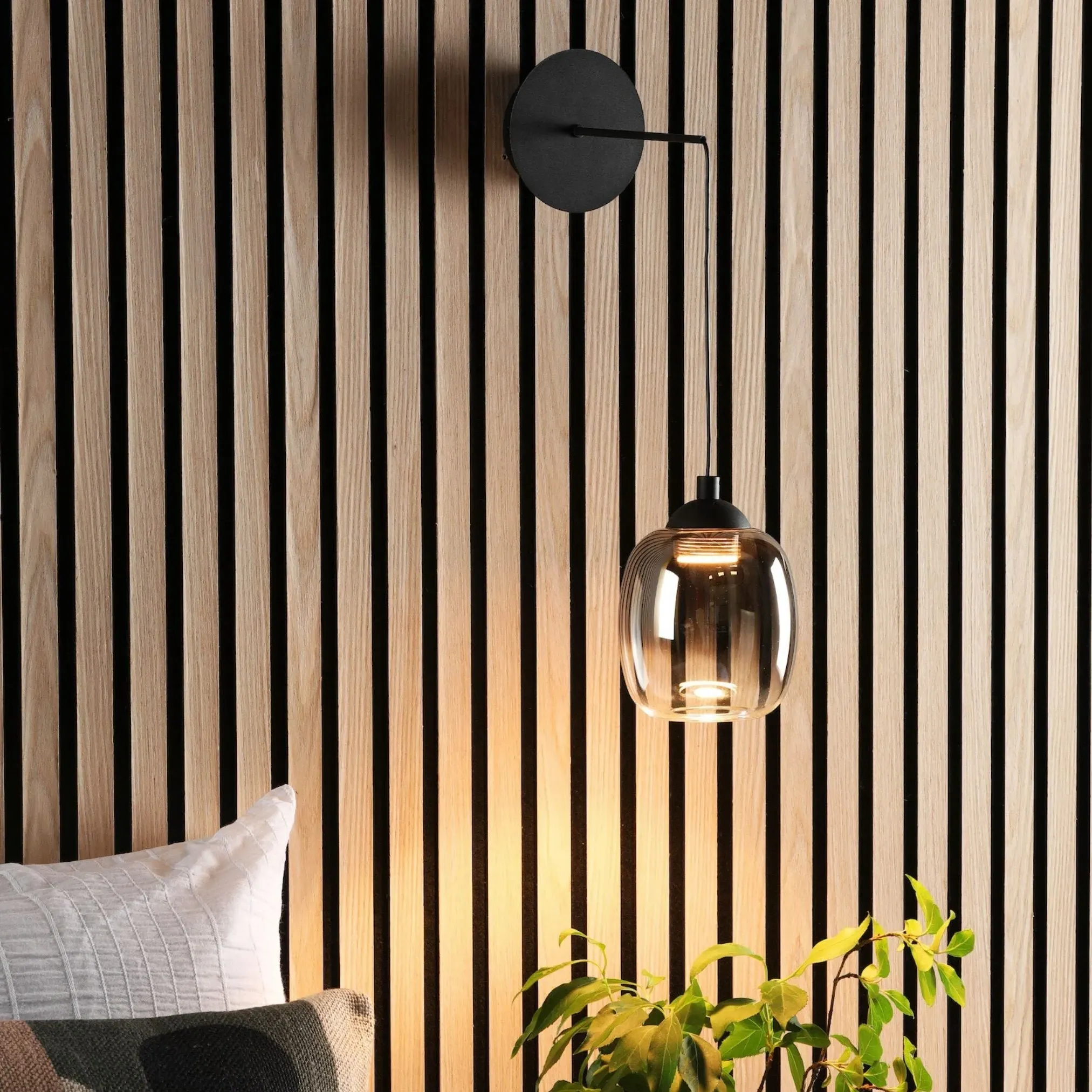 Ramona LED Pendant Ceiling/Wall Light - Black, Smoked Glass product