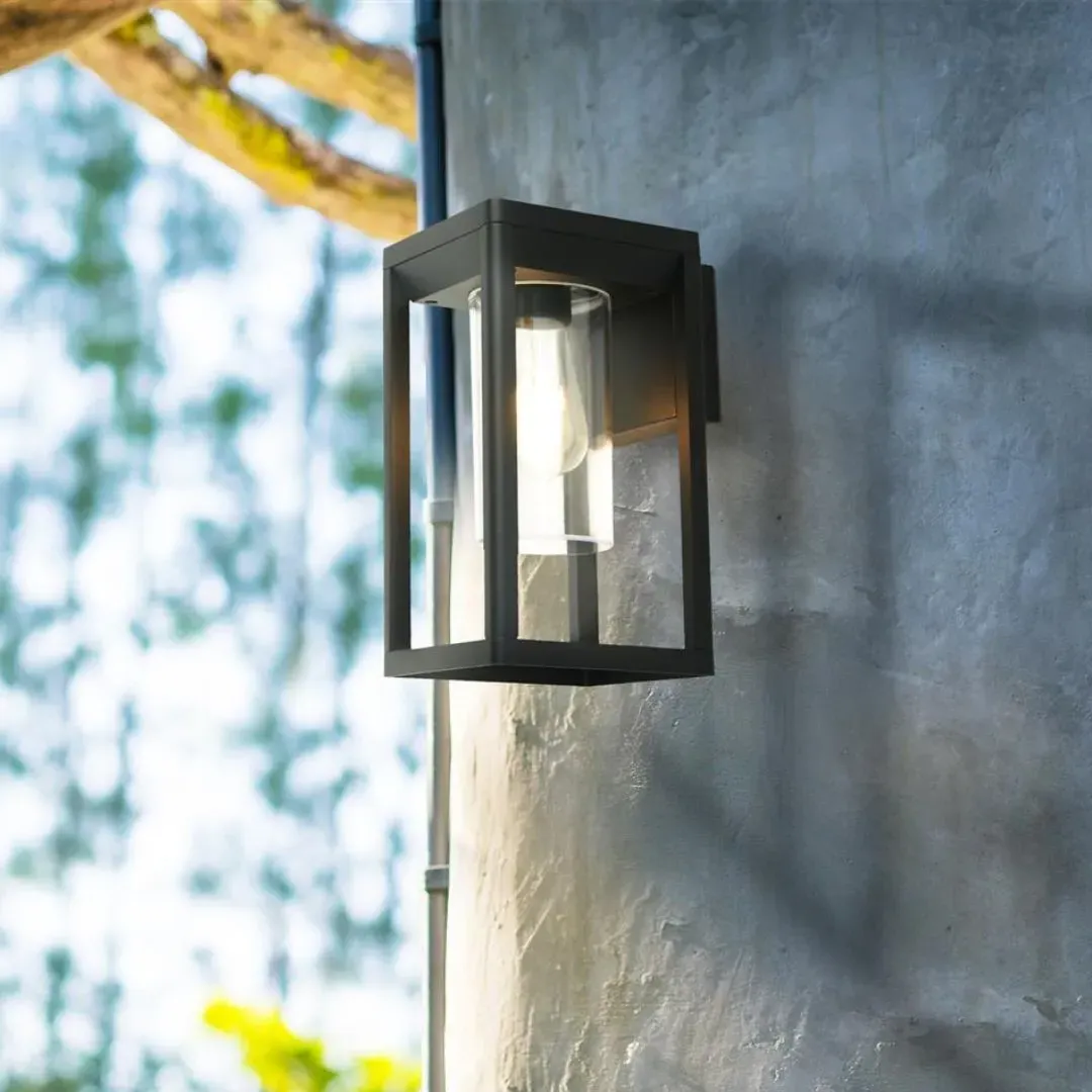 Rectangle IP44 Outdoor Wall Light - Black, Glass product